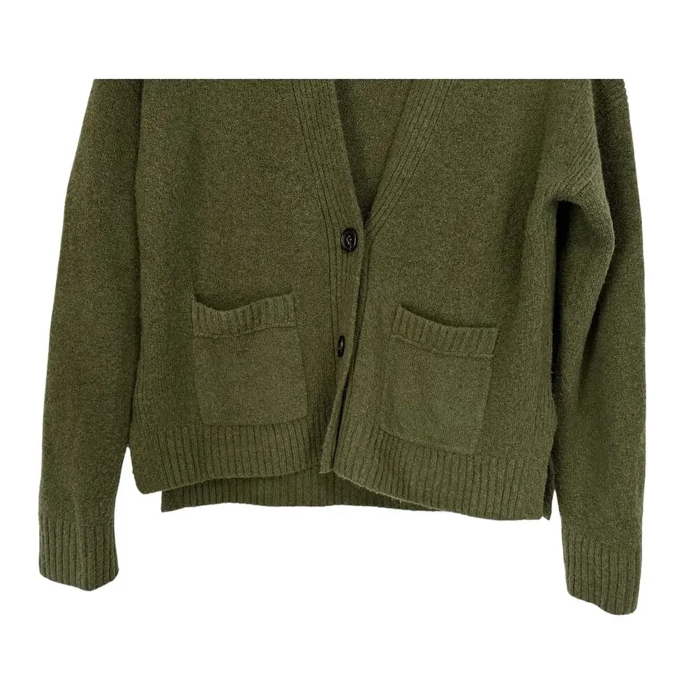 J. Crew Wool Alpaca Cropped Cardigan Sweater Loden Green AQ377 Size M